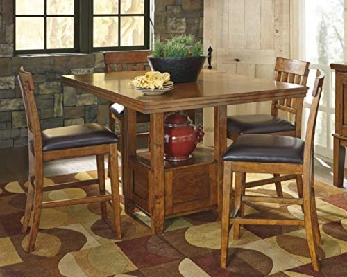 Signature Design By Ashley Ralene Traditional 36" Counter Height Dining Room Extension Table, Medium Brown 4 Signature Design By Ashley Ralene Traditional 36" Counter Height Dining Room Extension Table, Medium Brown - Image 2