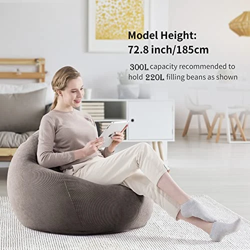 Nobildonna Bean Bag Chair Cover (No Filler) For Kids And Adults. Extra Large 300L Beanbag Stuffed Animal Storage Soft Premium Corduroy 7 Nobildonna Bean Bag Chair Cover (No Filler) For Kids And Adults. Extra Large 300L Beanbag Stuffed Animal Storage Soft Premium Corduroy - Image 5