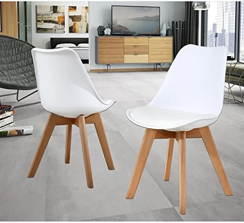 NOB Mid Century Modern Kitchen And Dining Room Chair,Set Of 2(White) 10 NOB Mid Century Modern Kitchen And Dining Room Chair,Set Of 2(White) - Image 8