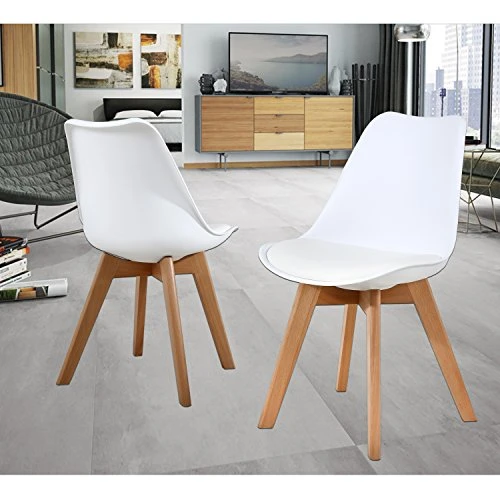NOB Mid Century Modern Kitchen And Dining Room Chair,Set Of 2(White) 3 NOB Mid Century Modern Kitchen And Dining Room Chair,Set Of 2(White)