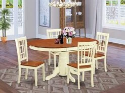 East West Furniture KENI5-BCH-W Dining Set, 5-Piece -Home Table Chair Store 5175f1lJkQL. AC