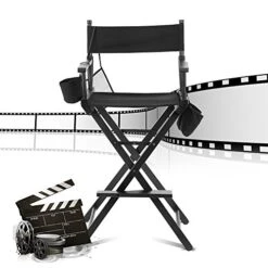 Foldable Makeup Director Chair, Tall Artist Professional Directors Chair With Storage Bag Cup Holder-Black 8 Foldable Makeup Director Chair, Tall Artist Professional Directors Chair With Storage Bag Cup Holder-Black -Home Table Chair Store 517sZu7BDzL
