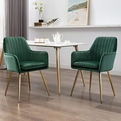 ASIMIL Living Room Chair Set Of 2 Accent Chairs Living Room Set Of 2 Modern Dining Chairs Velvet Dining Chairs Upholstered Dining Chairs Mid Century Modern Accent Chair Green
