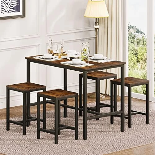 Rxicdeo Dining Table Set For 4, Kitchen Table Set With 1 Bench And 2 Chairs, Dining Room Table With Wine Rack And Storage Shelf, Breakfast Table Space-Saving Dinette For Kitchen, Dining Room (Black) 11 Rxicdeo Dining Table Set For 4, Kitchen Table Set With 1 Bench And 2 Chairs, Dining Room Table With Wine Rack And Storage Shelf, Breakfast Table Space-Saving Dinette For Kitchen, Dining Room (Black) - Image 9