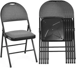 ARLIME 6 PCS Folding Chairs W/Padded Seats, Metal Folding Chair W/Upholstered Seat, Handle Hole, Steel Frame, Folding Chair For Home, Church, School, Office, Party, Courtyard Use, Beige -Home Table Chair Store 519AVP6h4SL. AC