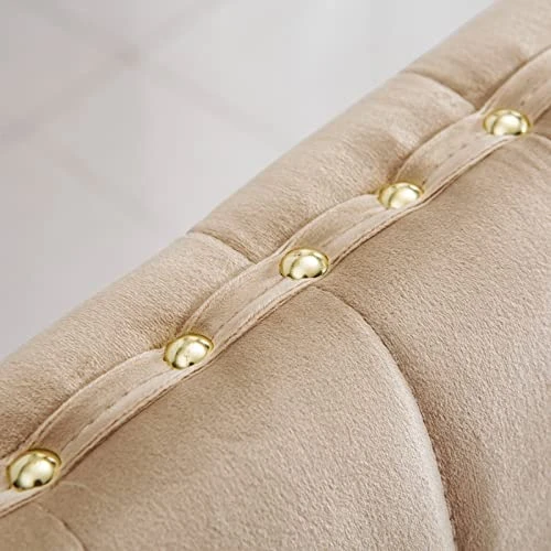 AZhome Dining Chairs With Nail Head Trim, Modern Upholstered Velvet Dining Room Chairs In Lovely Color Tufted And Gold Stainless Steel, Set Of 2 5 AZhome Dining Chairs With Nail Head Trim, Modern Upholstered Velvet Dining Room Chairs In Lovely Color Tufted And Gold Stainless Steel, Set Of 2 - Image 3