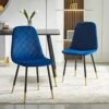 NORDICANA Velvet Dining Chairs Kitchen Solid Color Chair Upholstered Side Stools With Backrest Metal Legs Set Of 4, Navy Blue 2 NORDICANA Velvet Dining Chairs Kitchen Solid Color Chair Upholstered Side Stools With Backrest Metal Legs Set Of 4, Navy Blue -Home Table Chair Store 51AoWwUmzBL