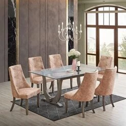 Kings Brand Furniture - Elmer 7 Piece Glass Top Dining Set, Table & 6 Chairs, Gray 15 Kings Brand Furniture - Elmer 7 Piece Glass Top Dining Set, Table & 6 Chairs, Gray -Home Table Chair Store 51B0meaQ gS. AC