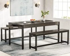 Tribesigns Dining Table Set For 4 To 6, 63 Inch Kitchen Breakfast Table With 2 Benches & Sided Drawer, 3-Piece Modern Industrial Bar Table Furniture Set For Dining Room, Home, Rustic Brown & Black 15 Tribesigns Dining Table Set For 4 To 6, 63 Inch Kitchen Breakfast Table With 2 Benches & Sided Drawer, 3-Piece Modern Industrial Bar Table Furniture Set For Dining Room, Home, Rustic Brown & Black -Home Table Chair Store 51B6fQql1L. AC