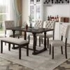Mojay 6-Piece Rectangular Espresso Wood Dining Table Set With 4 Upholstered Chairs And Bench For Kitchen And Dining Room 1 Mojay 6-Piece Rectangular Espresso Wood Dining Table Set With 4 Upholstered Chairs And Bench For Kitchen And Dining Room -Home Table Chair Store 51BOYkqfUAL