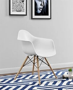 DHP Mid Century Modern Chair With Wood Legs, White -Home Table Chair Store 51BdI3E72pL