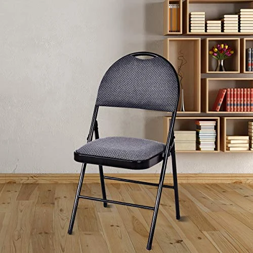 Nightcore Set Of 6 Folding Chairs, Upholstered Chair Set, Double Hinged Lounge Chair With Cushioned Seat, Armless Chairs, Portable Metal Chairs With Carrying Handle, Footrest And Non-Slip Feet (Black) 3 Nightcore Set Of 6 Folding Chairs, Upholstered Chair Set, Double Hinged Lounge Chair With Cushioned Seat, Armless Chairs, Portable Metal Chairs With Carrying Handle, Footrest And Non-Slip Feet (Black)