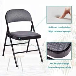 ReunionG 4 PCS Folding Chair, 4-Pack Portable Chairs With Upholstered Padded Seat And Back, Metal Frame Home Office Chairs (4 PCS) -Home Table Chair Store 51C67n0JDaL