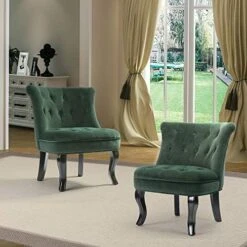 TINA'S HOME Modern Fabric Armless Accent Chairs Set Of 2, Upholstered Fabric Button Single Sofa Chair With Wooden Legs For Living Room, Comfy Tufted Bedroom Chairs For Dining Room (Navy) 22 TINA'S HOME Modern Fabric Armless Accent Chairs Set Of 2, Upholstered Fabric Button Single Sofa Chair With Wooden Legs For Living Room, Comfy Tufted Bedroom Chairs For Dining Room (Navy) -Home Table Chair Store 51C7gEadwYL. AC