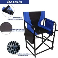 Tall Folding Directors Chair - Full Back Camping Chair Lightweight Aluminum Makeup Artist Chair With Side Table Storage Bag Heavy Duty Supports 300lbs Outdoor Indoor -Home Table Chair Store 51CTbX47IKL