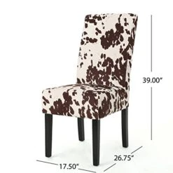 Christopher Knight Home Pertica Contemporary Velvet Dining Chairs, 2-Pcs Set, Milk Cow / Dark Brown -Home Table Chair Store 51CUhaiiLtL