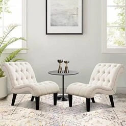 Haobo Home Armless Accent Chair Button Tufted Slipper Chair Side Chair For Dining Room Living Room Bedroom Funiture -Home Table Chair Store 51CWjfJhqgL. AC