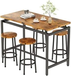 MIERES 5 Pcs Dining Table Set, Kitchen Table And Chairs For 4 Kitchen Counter With Bar Height Stools, Ideal For Pub︱Home︱Farmhouse Restaurant︱Cafe, MDF Top & Steel Frame 22 MIERES 5 Pcs Dining Table Set, Kitchen Table And Chairs For 4 Kitchen Counter With Bar Height Stools, Ideal For Pub︱Home︱Farmhouse Restaurant︱Cafe, MDF Top & Steel Frame -Home Table Chair Store 51Ca84hdOZL. AC