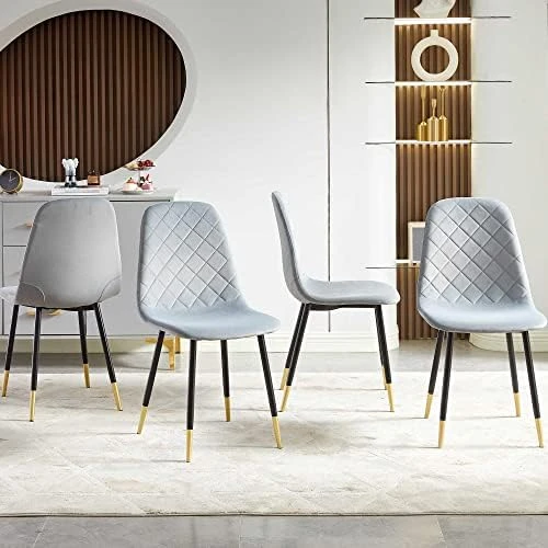 NORDICANA Velvet Dining Chairs Kitchen Solid Color Chair Upholstered Side Stools With Backrest Metal Legs Set Of 4, Navy Blue 15 NORDICANA Velvet Dining Chairs Kitchen Solid Color Chair Upholstered Side Stools With Backrest Metal Legs Set Of 4, Navy Blue - Image 13