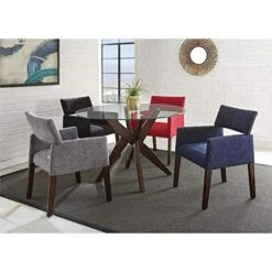 Steve Silver Amalie 48" Round Glass Top Walnut Base Dining Table -Home Table Chair Store 51CxwPe9psL