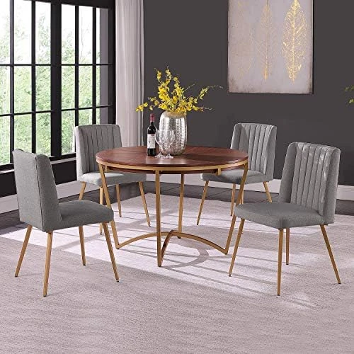 Morden Fort 5 Piece Round Dining Table With Dining Chair Set, Modern Classic Traditional Luxury Style Dining Table Set For Dining Room, Restaurant - Beige 9 Morden Fort 5 Piece Round Dining Table With Dining Chair Set, Modern Classic Traditional Luxury Style Dining Table Set For Dining Room, Restaurant - Beige - Image 7