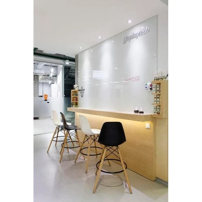 2xhome - Set Of Two (2) -Black- 25" Seat Height Molded Plastic Modern Counter Stools With Backs And Armless Natural Legs Wood Eiffel Legs Dowel-Leg 4 2xhome - Set Of Two (2) -Black- 25" Seat Height Molded Plastic Modern Counter Stools With Backs And Armless Natural Legs Wood Eiffel Legs Dowel-Leg - Image 2