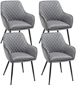 Yaheetech 4pcs Dining Chairs Counter Lounge Armrest Chairs Velvet Modern Chairs With Backrest And Upholstered Seat For Home Kitchen And Restaurant, Gray -Home Table Chair Store 51EOp29J2EL. AC