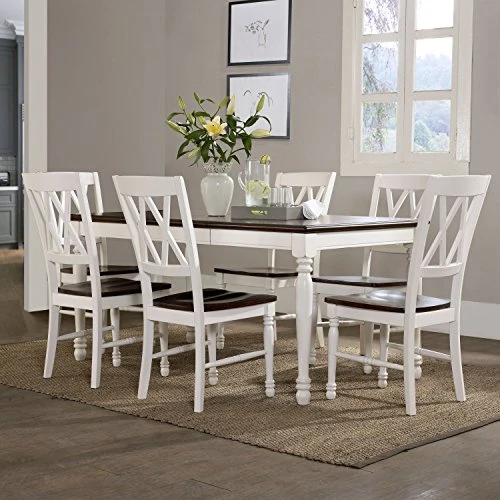 Crosley Furniture Shelby Dining Set With Table And Extension Leaf, 7-Piece (6 Chairs), Distressed White 4 Crosley Furniture Shelby Dining Set With Table And Extension Leaf, 7-Piece (6 Chairs), Distressed White - Image 2