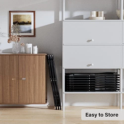 VINGLI 10 Pack Black Plastic Folding Chair, Indoor Outdoor Portable Stackable Commercial Seat With Steel Frame 350lb. Capacity For Events Office Wedding Party Picnic Kitchen Dining 6 VINGLI 10 Pack Black Plastic Folding Chair, Indoor Outdoor Portable Stackable Commercial Seat With Steel Frame 350lb. Capacity For Events Office Wedding Party Picnic Kitchen Dining - Image 4