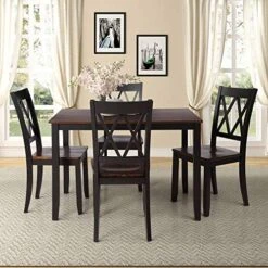 Merax 5 Piece Kitchen Dining Table Set, Wood Round Dining Table Set With Extendable Table And 4 Upholstered Chairs For Dining Room And Living Room, Functional Furniture Retro Style (Natural) -Home Table Chair Store 51FPZFA86dL. AC