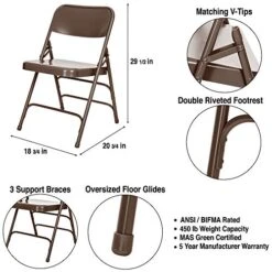 OEF Furnishings Triple Brace Steel Folding Chair, Brown -Home Table Chair Store 51FpcTTMkFL