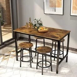 MIERES 5 Pcs Dining Table Set, Kitchen Table And Chairs For 4 Kitchen Counter With Bar Height Stools, Ideal For Pub︱Home︱Farmhouse Restaurant︱Cafe, MDF Top & Steel Frame 16 MIERES 5 Pcs Dining Table Set, Kitchen Table And Chairs For 4 Kitchen Counter With Bar Height Stools, Ideal For Pub︱Home︱Farmhouse Restaurant︱Cafe, MDF Top & Steel Frame -Home Table Chair Store 51GQ8v1hP0L