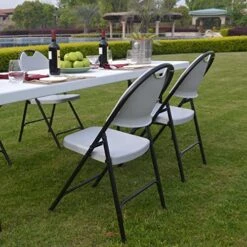 Alextend 4 Pack Plastic Folding Chairs With 350lbs Weight Capacity, Stackable Event Chair, Lightweight Folding Chair (White) -Home Table Chair Store 51GdZ2QGGmL