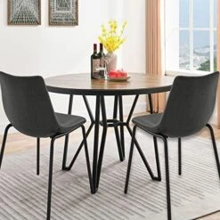 JESONVID Round Dining Room Table Set With 4 Armless Upholstered Chairs 42" D Circle Kitchen Table With Dining 4 Chair Set For Dining Room Home Kitchen, Antique Brown+Black&Grey-4P YCZ2012RC+1179GY 25 JESONVID Round Dining Room Table Set With 4 Armless Upholstered Chairs 42" D Circle Kitchen Table With Dining 4 Chair Set For Dining Room Home Kitchen, Antique Brown+Black&Grey-4P YCZ2012RC+1179GY -Home Table Chair Store 51GzCAmcG9L. AC