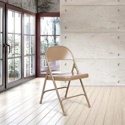 OEF Furnishings (4 Pack), Beige Heavy Duty Steel Folding Chair -Home Table Chair Store 51H0fVwZYYL