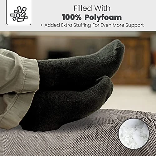 CordaRoy's Chenille Bean Bag Ottoman Footstool, 26" X 17", Charcoal 4 CordaRoy's Chenille Bean Bag Ottoman Footstool, 26" X 17", Charcoal - Image 2