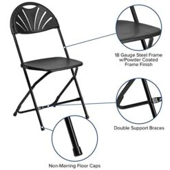 Flash Furniture 2 Pack HERCULES Series 650 Lb. Capacity Black Plastic Fan Back Folding Chair -Home Table Chair Store 51HHatxPCZL