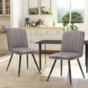 Aklaus Upholstered Dining Chairs Set Of 2, Gray Dining Chairs With Non-Slip Rubber Caps, Accent Chairs Side Chair For Kitchen,Apartment,Living Room With Metal Legs 1 Aklaus Upholstered Dining Chairs Set Of 2, Gray Dining Chairs With Non-Slip Rubber Caps, Accent Chairs Side Chair For Kitchen,Apartment,Living Room With Metal Legs -Home Table Chair Store 51HMHqjrPrL
