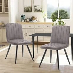 Aklaus Upholstered Dining Chairs Set Of 2, Gray Dining Chairs With Non-Slip Rubber Caps, Accent Chairs Side Chair For Kitchen,Apartment,Living Room With Metal Legs 18 Aklaus Upholstered Dining Chairs Set Of 2, Gray Dining Chairs With Non-Slip Rubber Caps, Accent Chairs Side Chair For Kitchen,Apartment,Living Room With Metal Legs -Home Table Chair Store 51HMHqjrPrL. AC
