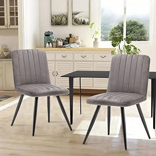 Aklaus Upholstered Dining Chairs Set Of 2, Gray Dining Chairs With Non-Slip Rubber Caps, Accent Chairs Side Chair For Kitchen,Apartment,Living Room With Metal Legs 8 Aklaus Upholstered Dining Chairs Set Of 2, Gray Dining Chairs With Non-Slip Rubber Caps, Accent Chairs Side Chair For Kitchen,Apartment,Living Room With Metal Legs - Image 6