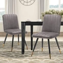 Aklaus Upholstered Dining Chairs Set Of 2, Gray Dining Chairs With Non-Slip Rubber Caps, Accent Chairs Side Chair For Kitchen,Apartment,Living Room With Metal Legs 16 Aklaus Upholstered Dining Chairs Set Of 2, Gray Dining Chairs With Non-Slip Rubber Caps, Accent Chairs Side Chair For Kitchen,Apartment,Living Room With Metal Legs -Home Table Chair Store 51HfMwxeOEL. AC