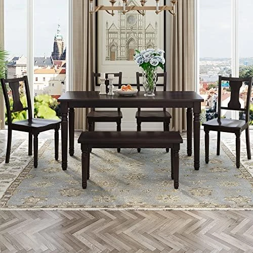 UBGO Dining Table Set 7-Piece Set-72 Industrial Style Rectangular Chain Bracket Chairs,Family Furniture For 6 People,for Home Kitchen Room/Breakfast Corner(Gray) 14 UBGO Dining Table Set 7-Piece Set-72 Industrial Style Rectangular Chain Bracket Chairs,Family Furniture For 6 People,for Home Kitchen Room/Breakfast Corner(Gray) - Image 12