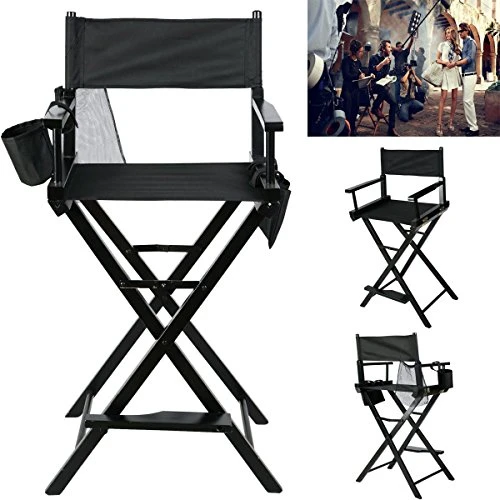 Foldable Makeup Director Chair, Tall Artist Professional Directors Chair With Storage Bag Cup Holder-Black 3 Foldable Makeup Director Chair, Tall Artist Professional Directors Chair With Storage Bag Cup Holder-Black