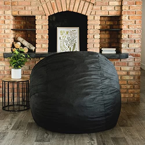 Big Joe Fuf Large Foam Filled Bean Bag Chair With Removable Cover, Black Lenox, 4ft Big 5 Big Joe Fuf Large Foam Filled Bean Bag Chair With Removable Cover, Black Lenox, 4ft Big - Image 3