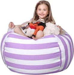 Wekapo Stuffed Animal Storage Bean Bag Chair Cover For Kids | Stuffable Zipper Beanbag For Organizing Children Plush Toys Large Premium Cotton Canvas -Home Table Chair Store 51IQH kUaUL. AC