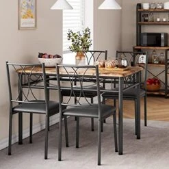 Amyove Dining Table Set For 4, Kitchen Table With 2 Benches, 3 Piece Dining Room Table Set With Upholstered Benches, Space-Saving Kitchen Table Set For Small Space, Apartment, Studio, Rustic Brown 20 Amyove Dining Table Set For 4, Kitchen Table With 2 Benches, 3 Piece Dining Room Table Set With Upholstered Benches, Space-Saving Kitchen Table Set For Small Space, Apartment, Studio, Rustic Brown -Home Table Chair Store 51IcDRQiCL. AC