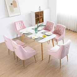 LONXIU Modern Dining Chair Set Of 2, Mid-Century Dining Room Chair, Upholstered Comfortable Dining Chair, Velvet Dining Chair With Back Pull Rod And Metal Legs For Kitchen, Dining, Living Room (Grey) -Home Table Chair Store 51J0ydthMgL. AC