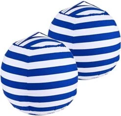 2-pack Stuffed Animal Storage Bean Bags For Kids Room Empty Animal Beanbag Chair Covers Only Without Filling Small Storage Bags For Toddlers, Children, Boys, Girls Room Decor, White Grey Blue Stripes -Home Table Chair Store 51JUd06wuML. AC