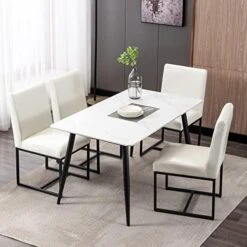 Mid Century Modern Dining Chairs Set Of 2, PU Leather Upholstered Dining Chairs With Black Metal Frame, Kitchen & Dining Room Chairs Armless Side Chairs, Brown -Home Table Chair Store 51JVwRwEL. AC