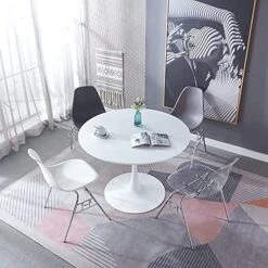42" Round Dining Table White Tulip Table Mid-Century Dining Table With Round MDF Table Top, Pedestal Dining Table, End Table Leisure Coffee Table 11 42" Round Dining Table White Tulip Table Mid-Century Dining Table With Round MDF Table Top, Pedestal Dining Table, End Table Leisure Coffee Table -Home Table Chair Store 51JosQvXhBL